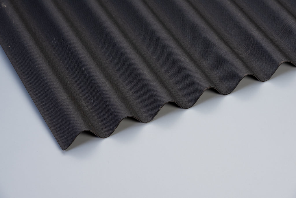 onduline bitumen roof sheet in black on a white background