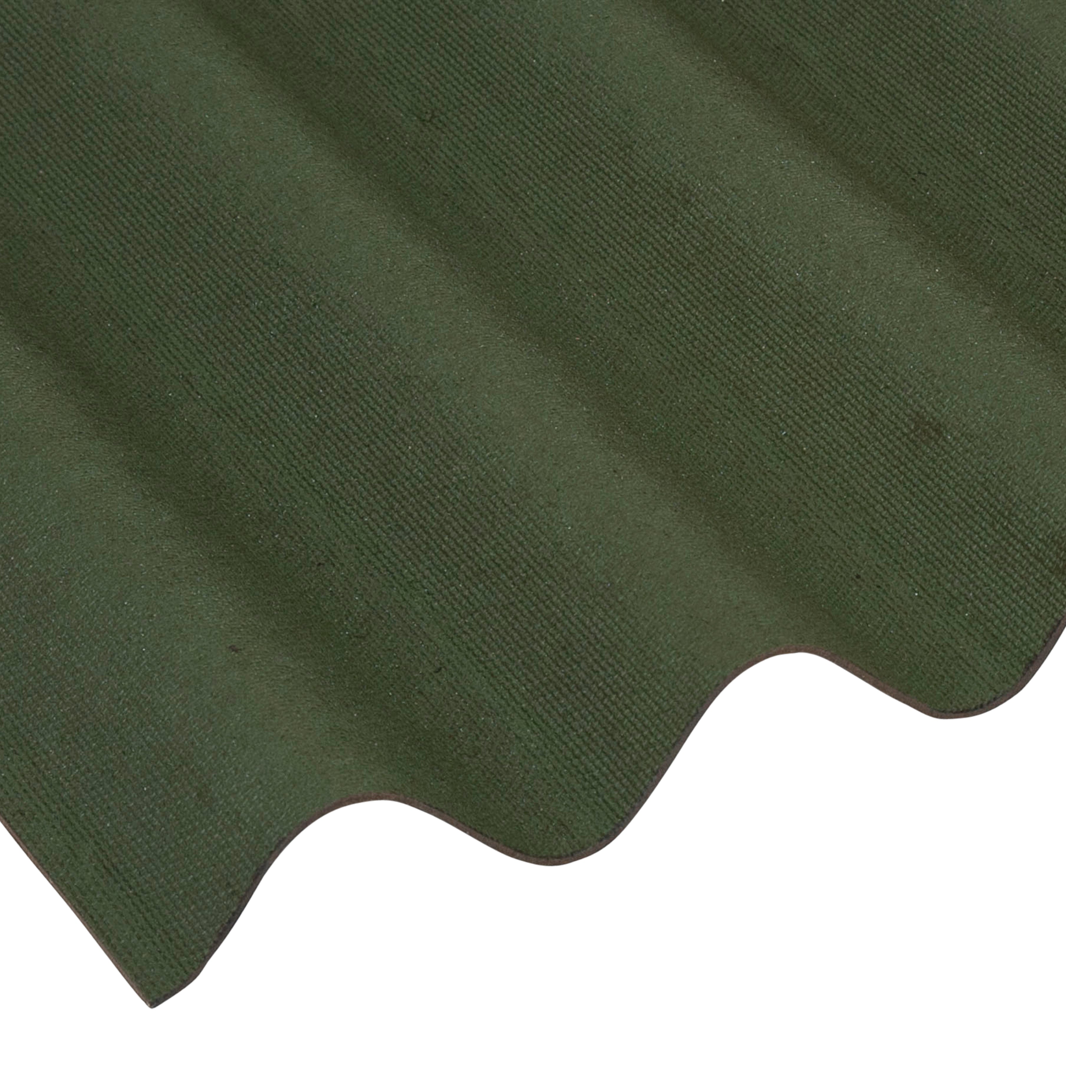 onduline bitumen roof sheet in green on a white background 
